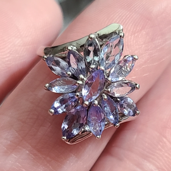 925 tourmaline stauer sterling silver cluster ring lavender purple sz 6 estate - Picture 11 of 16